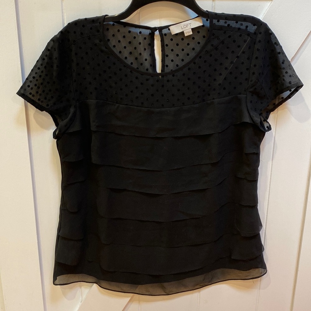 Ann Taylor Loft Polyester sheer black top size Medium